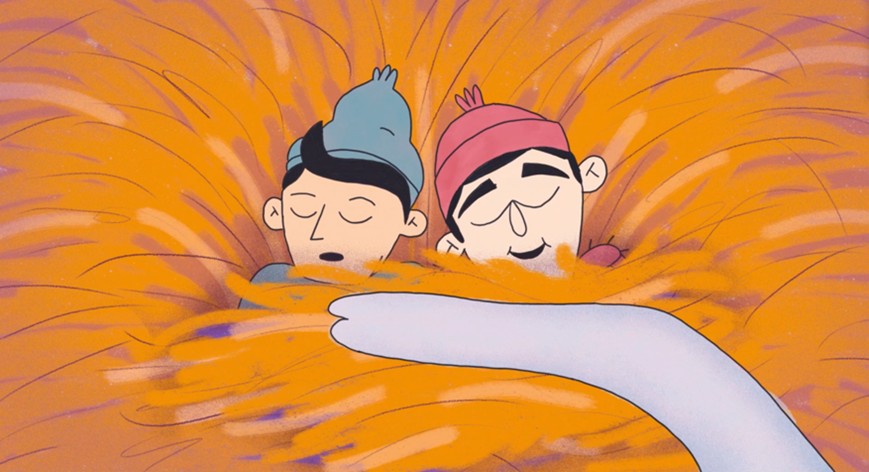 Die beiden Kinder sind beim Elefanten eingeschlafen.